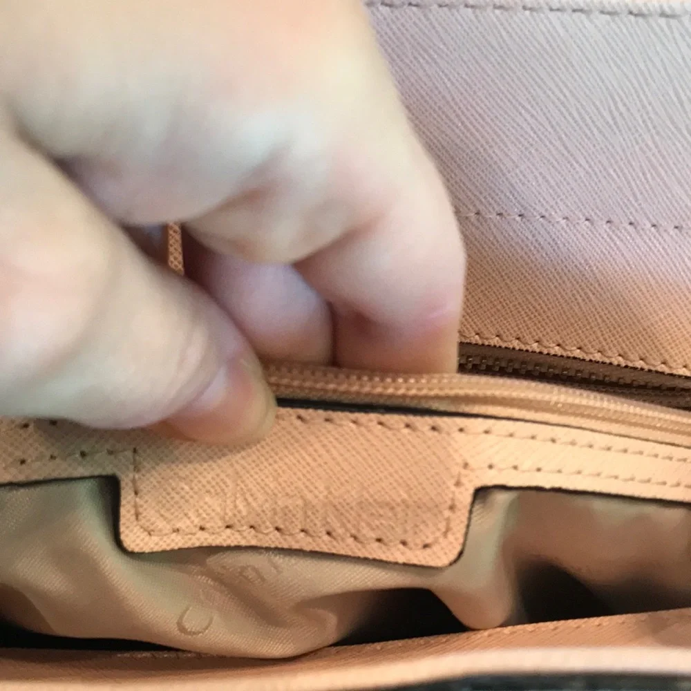 Calvin Klein Pink and White Leather Satchel